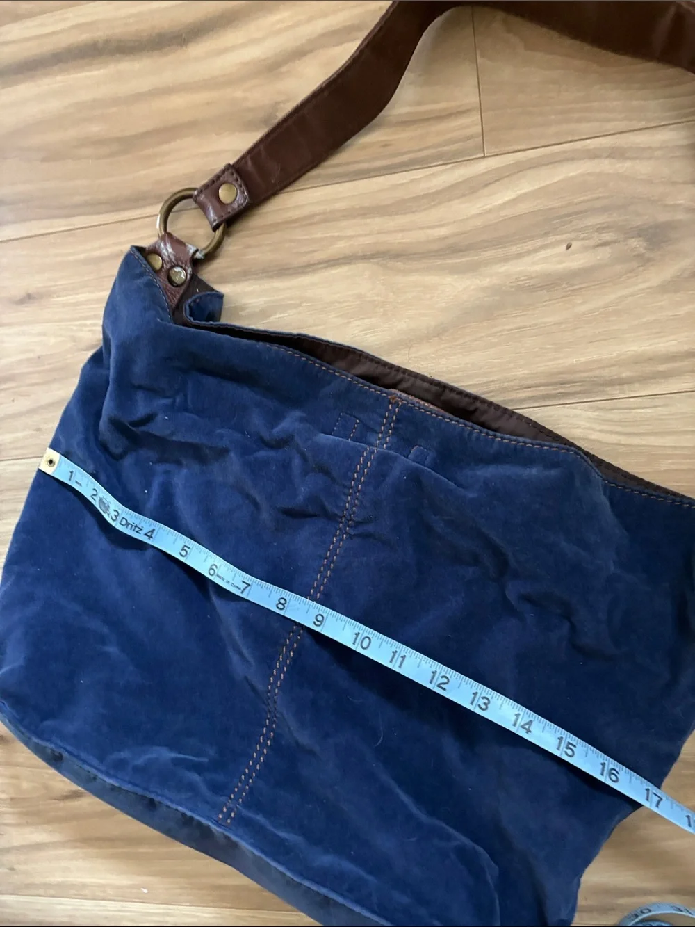 Lucky Brand hobo bag Deep Blue Velvet hardly used 2 inside pockets EXC